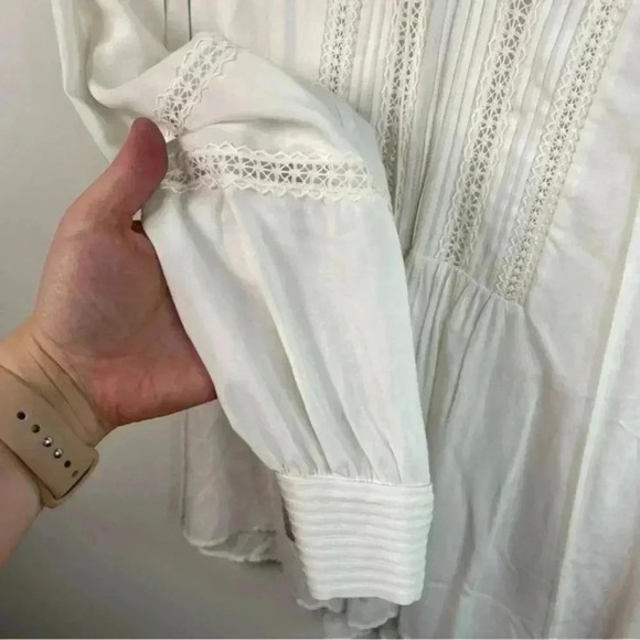 Theory Ivory Embroidered Lace Long Sleeve Peasant Top‎ - Picture 7 of 9